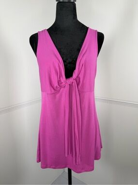 b.p.c. Bonprix Collection Deep V Tie Front Sleeveless Tunic Top Size Medium